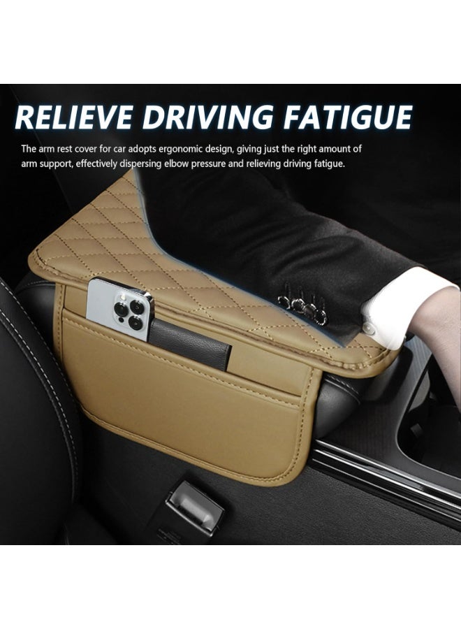 LuckyNov Arm Rest Cover for Car, Microfiber PU Leather Car Center Console Cover with 2 Storage Bags and a Tissue Box, Universal Car Console Covers - Image 5