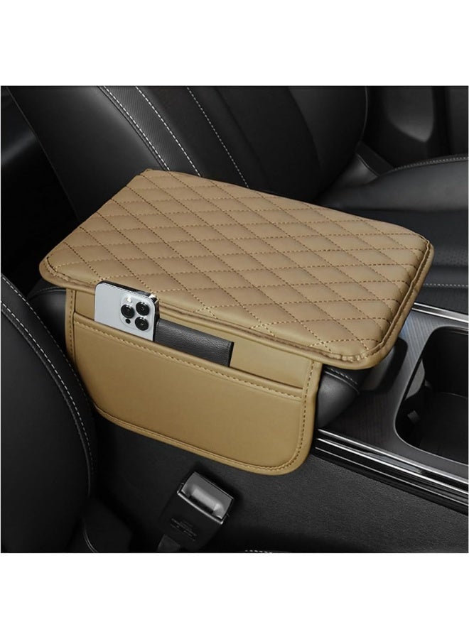 LuckyNov Arm Rest Cover for Car, Microfiber PU Leather Car Center Console Cover with 2 Storage Bags and a Tissue Box, Universal Car Console Covers - Image 1