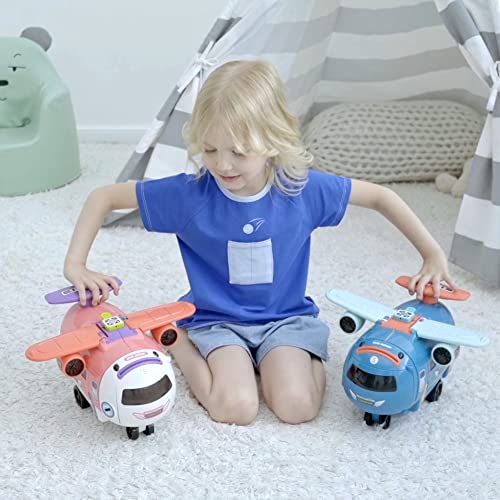 Dwi Dowellin Airplane Car Toy,Steering Wheel Toys for 3 4 5 6 Year Old Boys&Girls with Sound and Light,Toddler Educational Plane Driving Toy Gift for Kids Aged 3+, Blue - Image 2