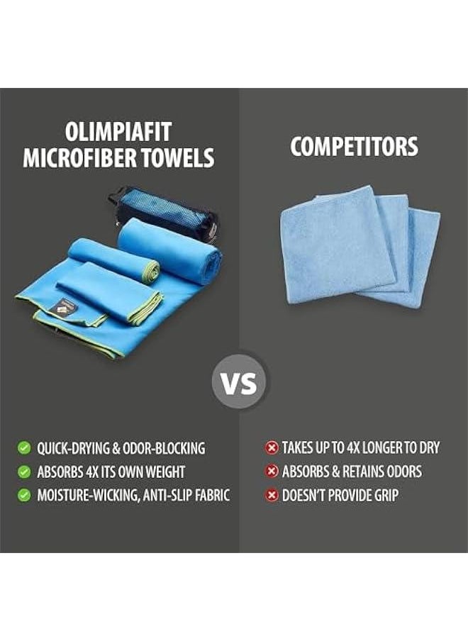 HOOKOR 3 Pack of Lightweight Microfiber Travel Towels w/Bag, 30x30cm, 40x60cm, 60x122cm- Fast Drying Towel Set for Camping, Backpacking, Sports, Beach, Gym, Yoga & Swim Use (Black)  - Image 3