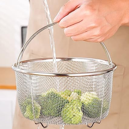 Snevad Kitchen Frying Basket Strainer Stainless Steel Mesh Can with Leaky Noodles Drain Food Steam Foldable Handle for Pot Round Portable Filter Oil Washing Vegetable Fruits. - Image 4