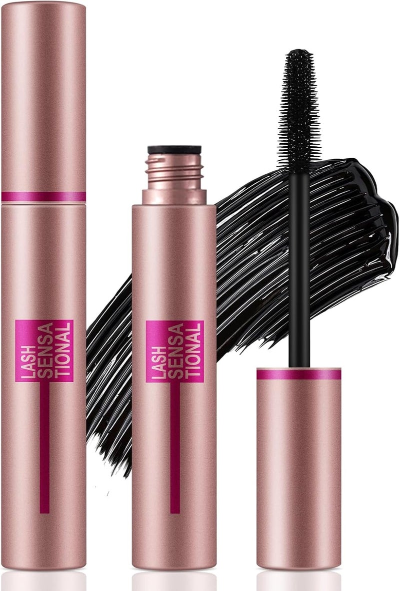 Boobeen 2pcs Waterproof Mascara Volume and Length CurlingTubing Mascara BlackLong Lasting Smudge Proof