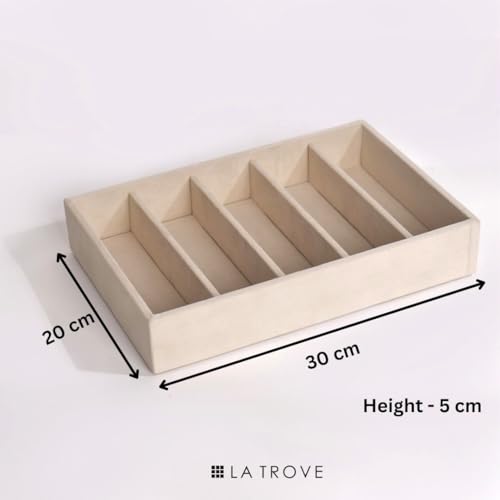 La Trove Sunglasses Organizer Tray for Drawer | 5 Slot Velvet Eyewear Storage Holder for Sunglasses, Goggles & Shades | Glasses Display Case for Wardrobe | Cream - Image 4