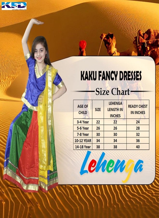 Kaku Fancy Dresses Multicolor Radha Costume for Girls - Ethnic Lehenga Choli | Krishna Janmashtami Fancy Dress Outfit - 14-17 Years - Image 4