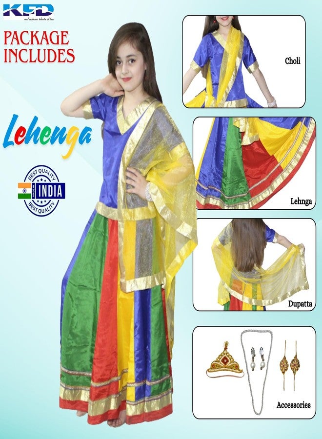 Kaku Fancy Dresses Multicolor Radha Costume for Girls - Ethnic Lehenga Choli | Krishna Janmashtami Fancy Dress Outfit - 14-17 Years - Image 3