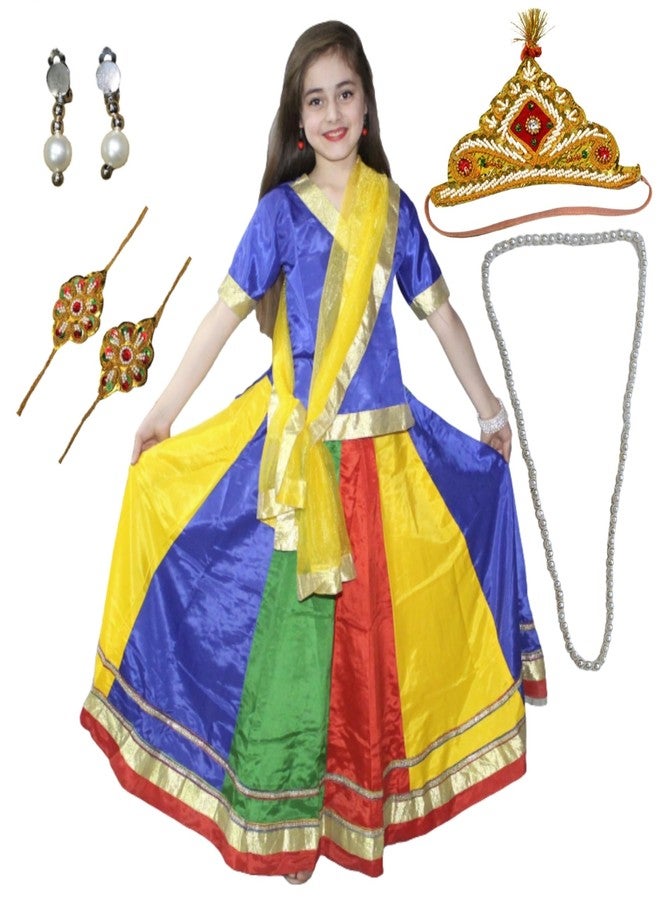 Kaku Fancy Dresses Multicolor Radha Costume for Girls - Ethnic Lehenga Choli | Krishna Janmashtami Fancy Dress Outfit - 14-17 Years - Image 1