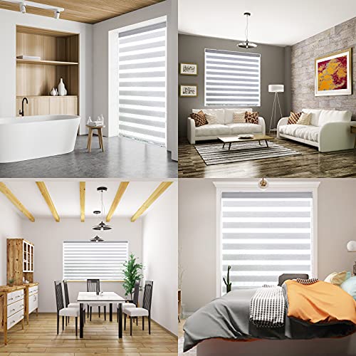 KALYSIE Zebra Roller Window Blinds,Custom Cut to Size,Roller Blinds Dual Layer Roller Shade Blinds, Gray,Fixed 72 InchesHigh,24 Inches Width - Image 3