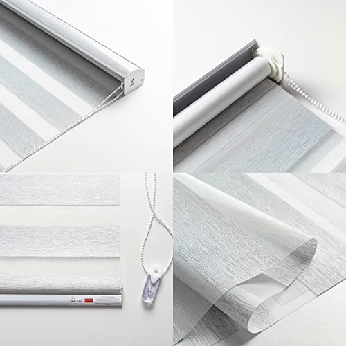 KALYSIE Zebra Roller Window Blinds,Custom Cut to Size,Roller Blinds Dual Layer Roller Shade Blinds, Gray,Fixed 72 InchesHigh,24 Inches Width - Image 4