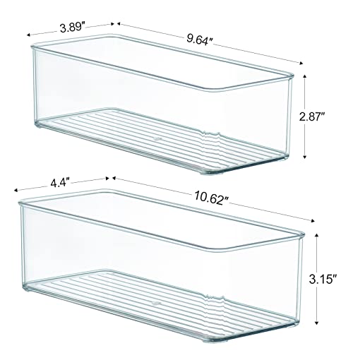 Hudgan 8 Pack Clear Plastic Drawer Organizers Set, Stackable Deep Drawer Organizer for Makeup Vanity and Desk, 2 Sizes Tall Bathroom Drawer Organizer - Image 5