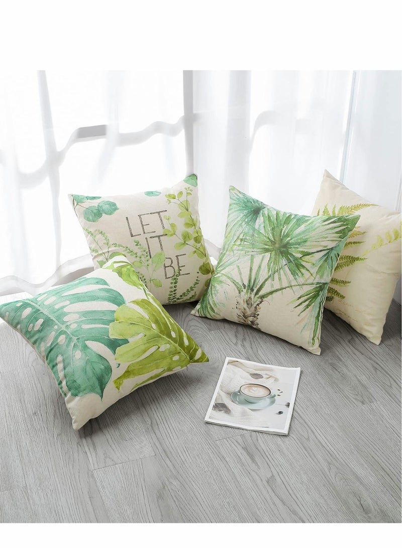 Captaintech Plants Throw Pillow Covers, Green Leaf Pattern Waterproof Cushion, Perfect to Outdoor Patio Garden Living Room Sofa Farmhouse Decor (18x18 Inches) - Image 4