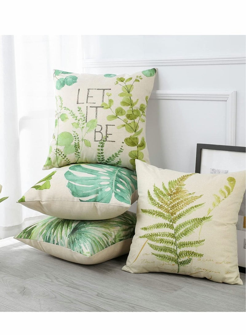 Captaintech Plants Throw Pillow Covers, Green Leaf Pattern Waterproof Cushion, Perfect to Outdoor Patio Garden Living Room Sofa Farmhouse Decor (18x18 Inches) - Image 3