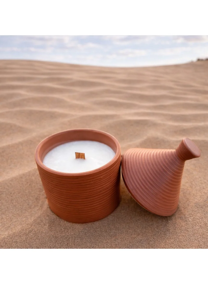 Tohfa Luxe Tohfa Luxe Lume Earth Clay Candle – Lemongrass Soy Wax Candle in Brown Ceramic – Wooden Wick (250 ml)