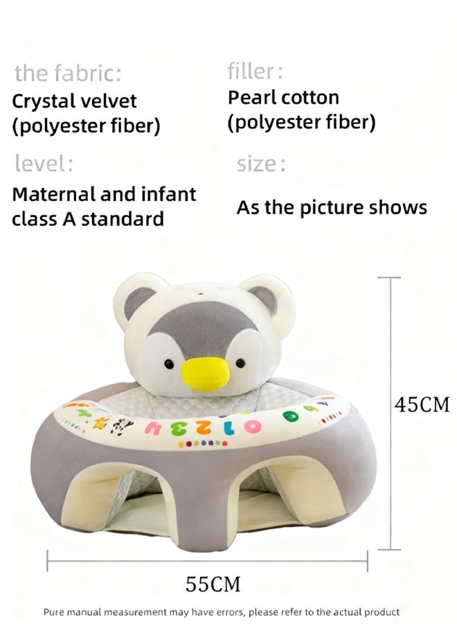 Berma Baby كرسي دعم للأطفال، أريكة كرتونية، كراسي جلوس تعليمية لطيفة، كرسي جلوس للأطفال، واقي للرأس، كرسي هزاز للأطفال، مقاعد أرضية للأطفال (بطريق رمادي) - Image 2