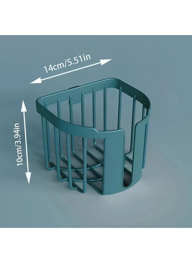 White Wall Mounted No Drill Bathroom Tissue Holder and Storage Basket - Image 4