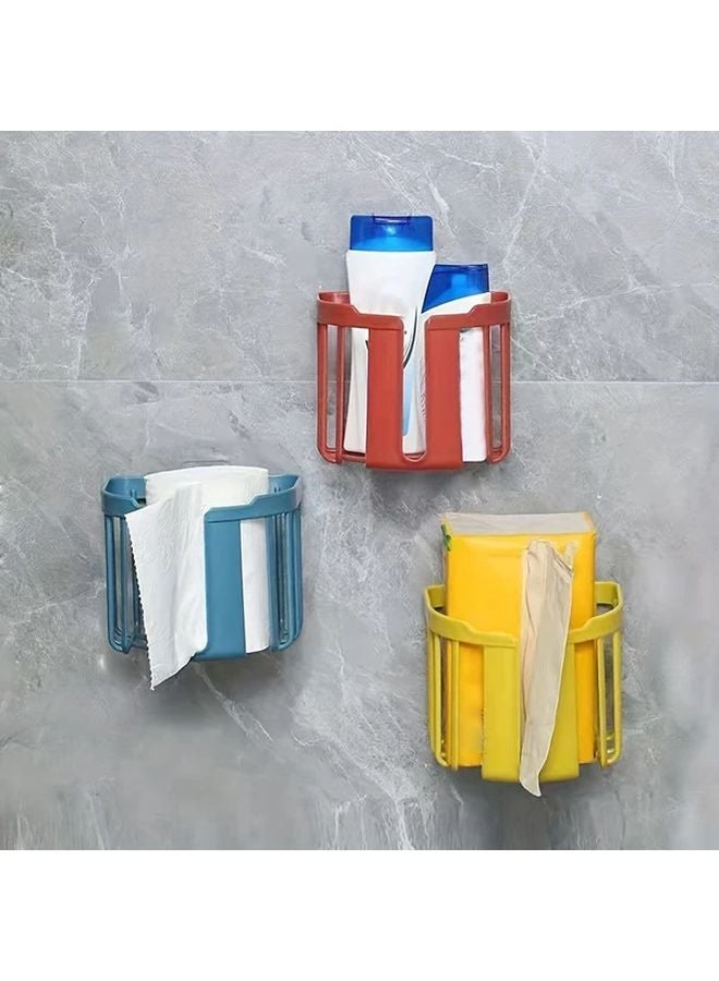 White Wall Mounted No Drill Bathroom Tissue Holder and Storage Basket - Image 3