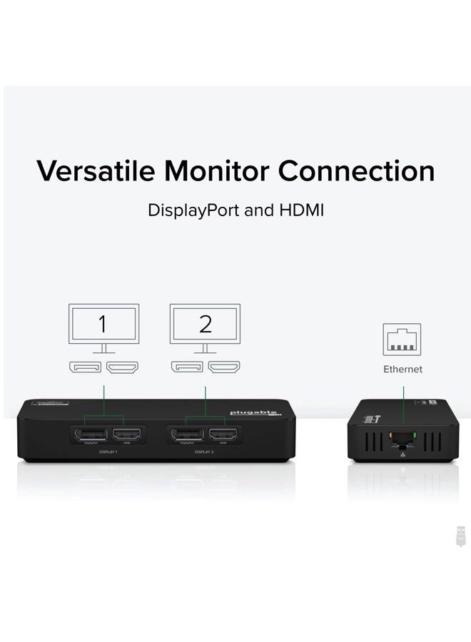 Plugable 4K DisplayPort and HDMI Dual Monitor Adapter with Ethernet for USB 3.0 and USB-C, Compatible with Windows - Image 3