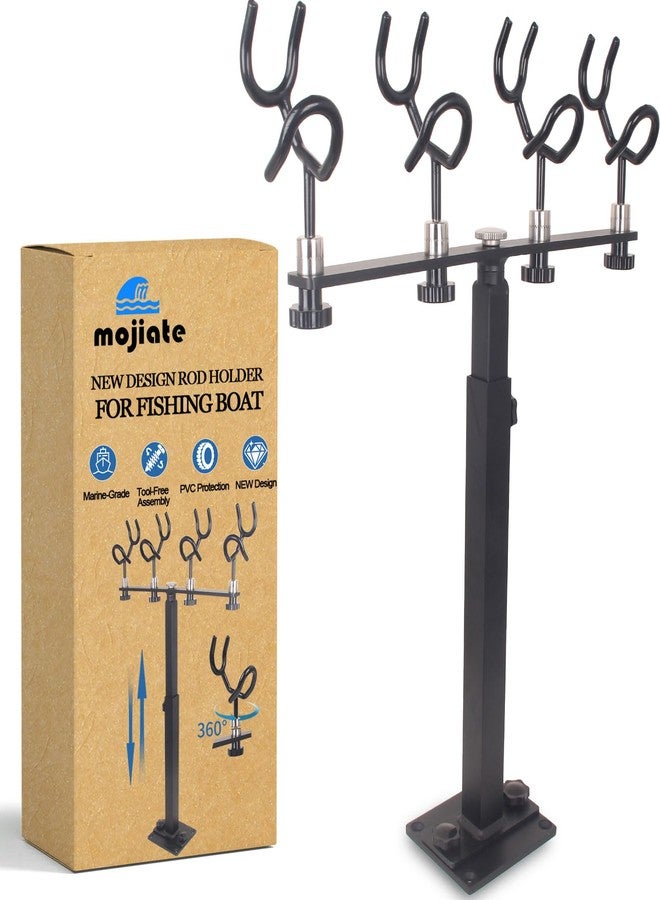 Mojiate Aluminum Fishing Rod Holder - Heavy Duty Marine Grade Boat Accessories, Sure Grip Pole Support Bracket for Saltwater Fishing Boats, Yachts & Ships(Black) - Image 1