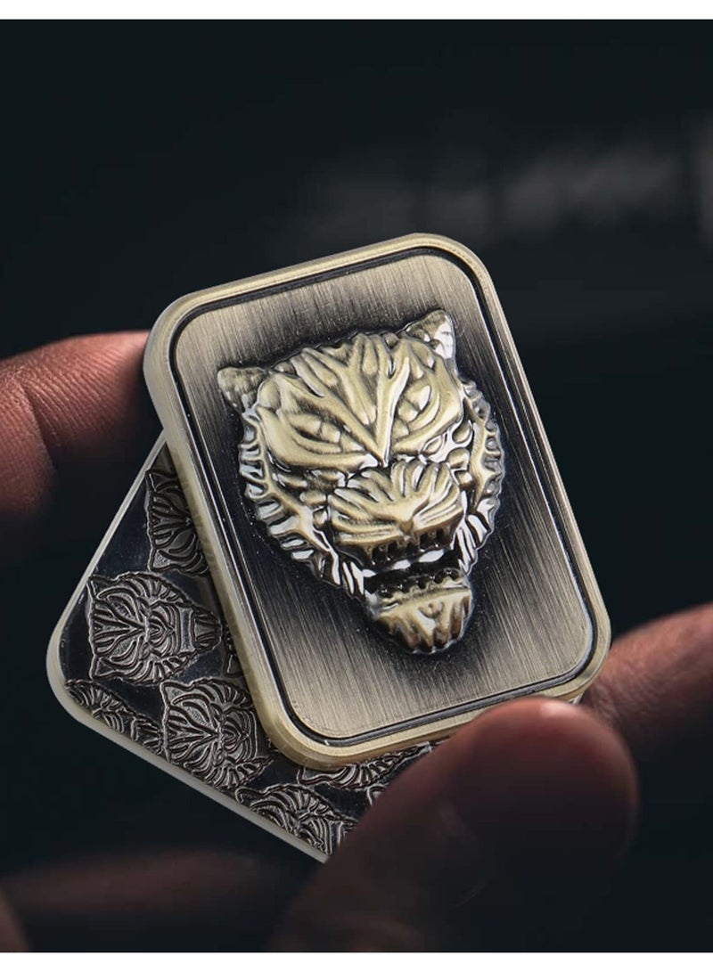 كابتن تيك Magnetic Metal Fidget Slider Stress Relief Toy for Men EDC Office Desk Gifts for Boyfriend and Father Brass Tiger - Image 3