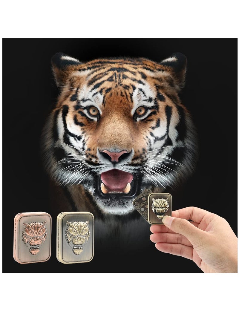 كابتن تيك Magnetic Metal Fidget Slider Stress Relief Toy for Men EDC Office Desk Gifts for Boyfriend and Father Brass Tiger - Image 2