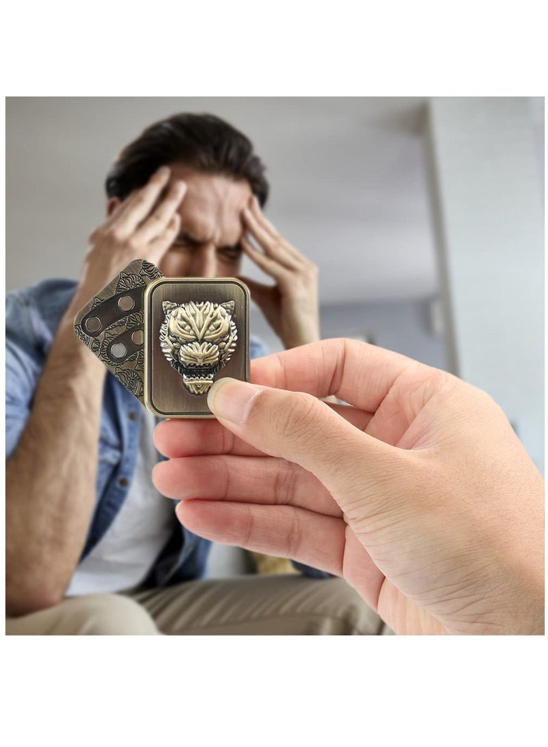 كابتن تيك Magnetic Metal Fidget Slider Stress Relief Toy for Men EDC Office Desk Gifts for Boyfriend and Father Brass Tiger - Image 4