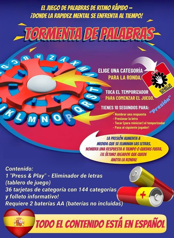 YILCER 26 Teclas Basta Juego De Mesa, Juegos De Mesa En EspañOl, Spanish Games, Quick Thinking Letter Pressing Word Game, A Great Board Game for Family and Friends - Image 3