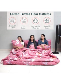 NEXTGO NEXTGO Foldable Cotton Bad Mattress for Sleeping Travel Friendly Medium Queen Size 5 x 65 feet Queen Bed Pink  - Image 4
