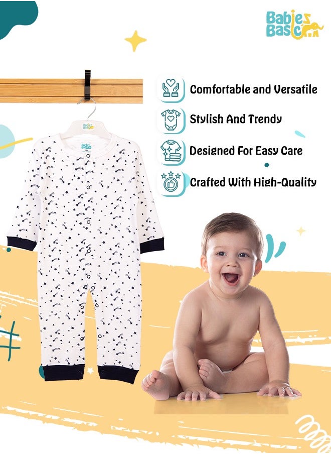 Babies Basic 100% Cotton Printed Long Sleeves Jumpsuit/Romper/Sleepsuit For Babies  - Image 3