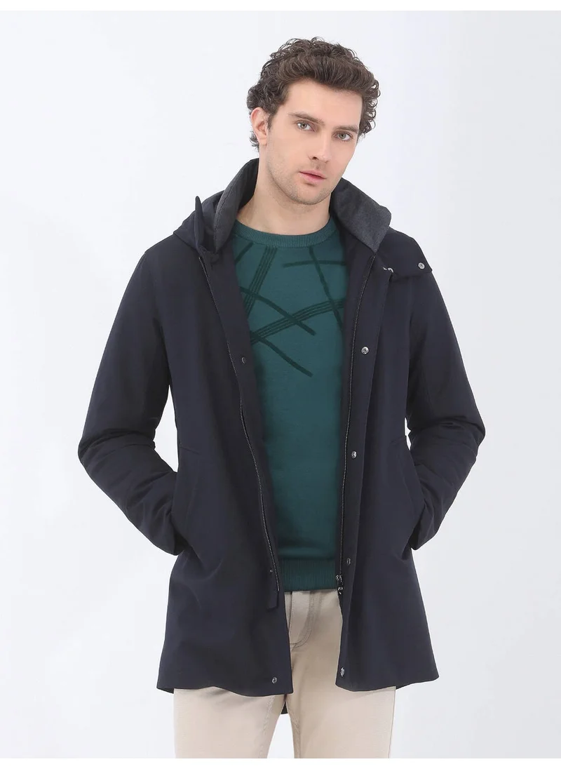 Kip Navy Blue Woven Coat