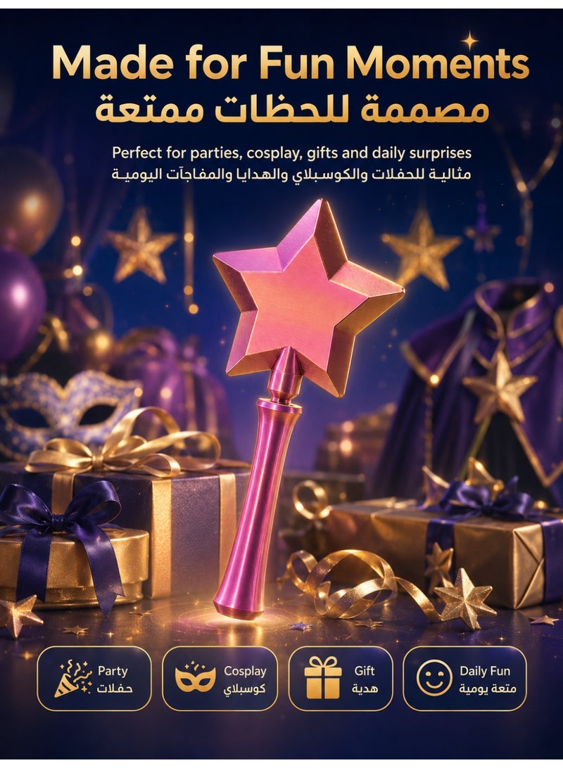 عصا دفع بدون لمس NFC ثلاثية الأبعاد، حامل بطاقة ائتمان بتصميم نجمة سحرية مع فتحة مخفية للبطاقة للحفلات والكوسبلاي - Image 4