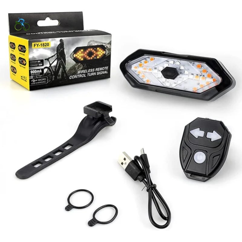 Bike Tail Light with Turn Signals - Wireless Remote Control, Waterproof, USB Rechargeable Rear Bicycle Light By Abo Elgoukh