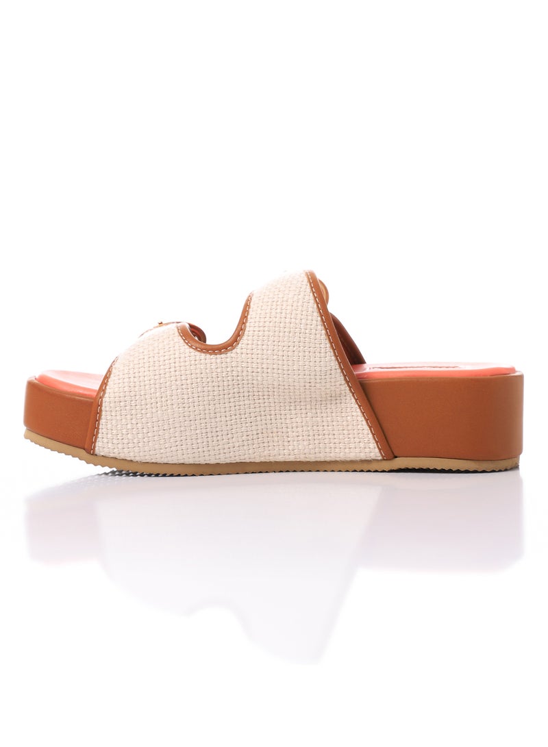 DejaVu Double Circular Buckles Textured Bi-Toned Slippers  - Image 4