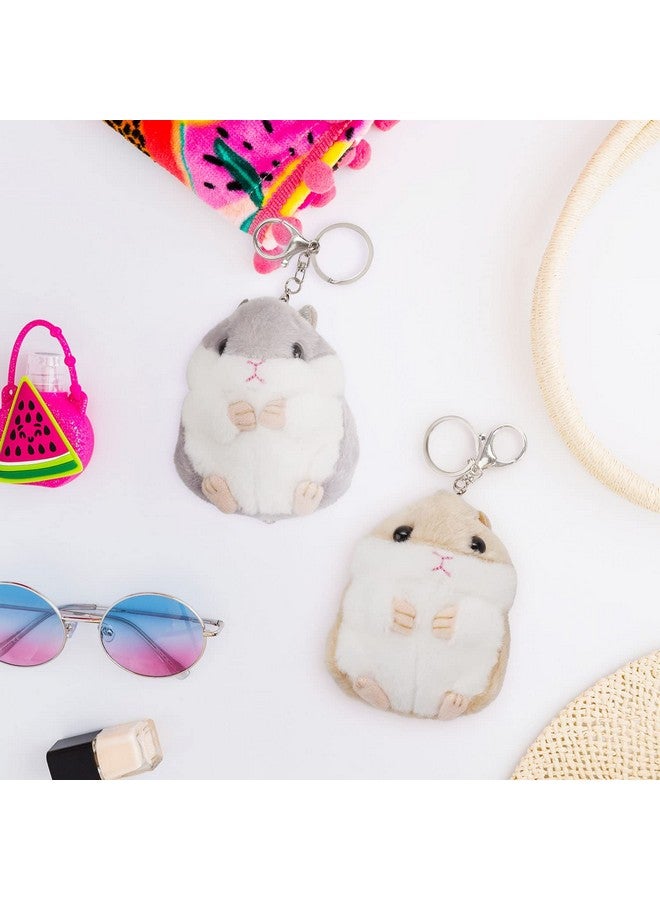 RAYNAG Set Of 2 Cute Hamster Plush Keychains Stuffed Animals Keyring Charm Handbag Pendant, A  - Image 2