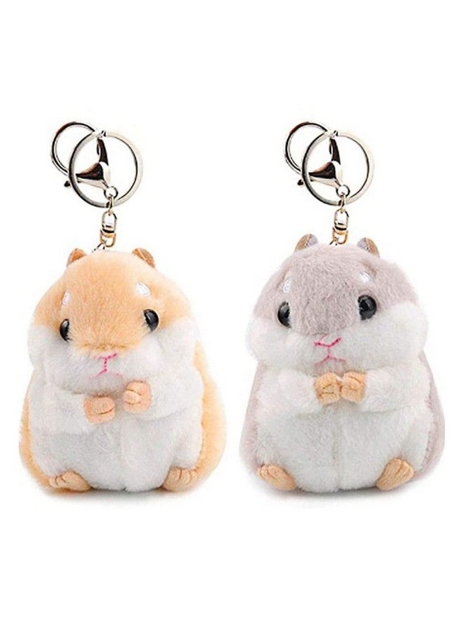 RAYNAG Set Of 2 Cute Hamster Plush Keychains Stuffed Animals Keyring Charm Handbag Pendant, A  - Image 1