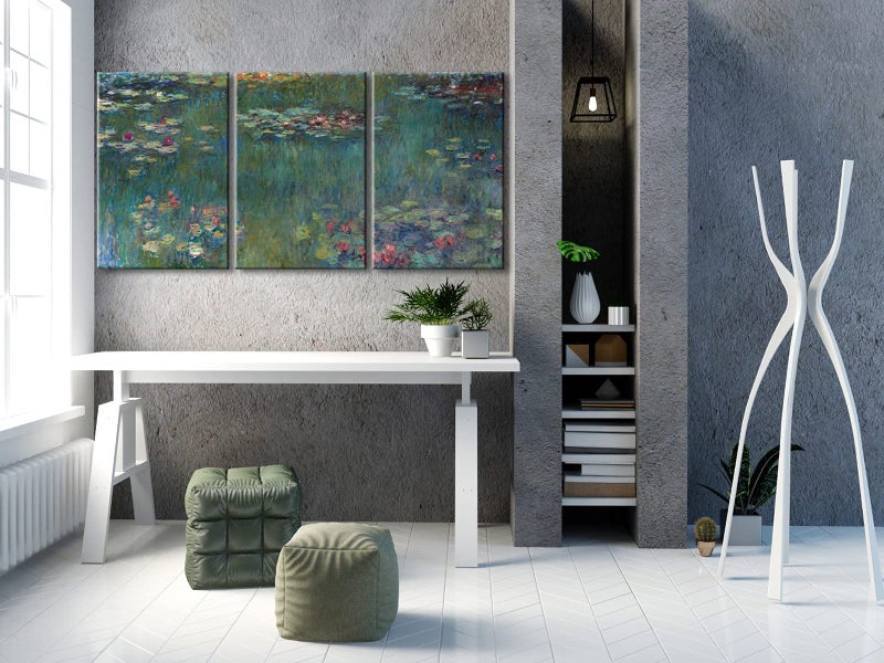 Wieco Art Water Lilies Canvas Prints Wall Art of Claude Monet Famous Oil Paintings Reproduction Artwork 3 pcs Large Classic Flower Lake Pictures Giclee Artwork for Bedroom Living Room Home - Image 4