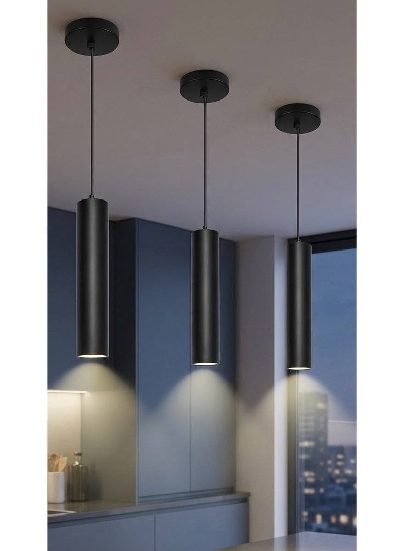 Modern Black Cylindrical Pendant Ceiling Light for Kitchens & Restaurants+3