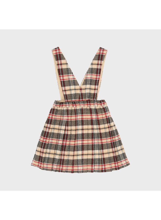 Zara fashionable And Chic Children's Layered Plaid V-neck Pinafore Dress With Ruffles - Image 3