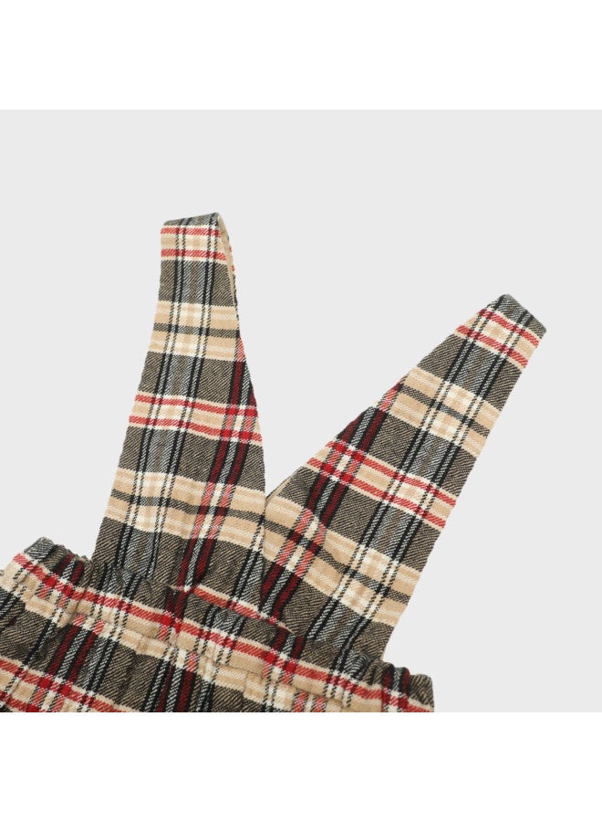 Zara fashionable And Chic Children's Layered Plaid V-neck Pinafore Dress With Ruffles - Image 4