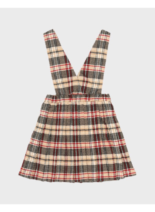 Zara fashionable And Chic Children's Layered Plaid V-neck Pinafore Dress With Ruffles - Image 1