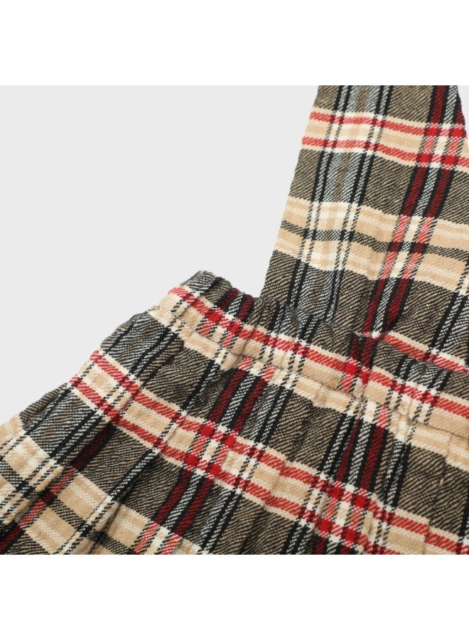 Zara fashionable And Chic Children's Layered Plaid V-neck Pinafore Dress With Ruffles - Image 5