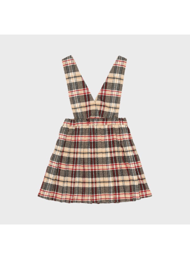 Zara fashionable And Chic Children's Layered Plaid V-neck Pinafore Dress With Ruffles - Image 2