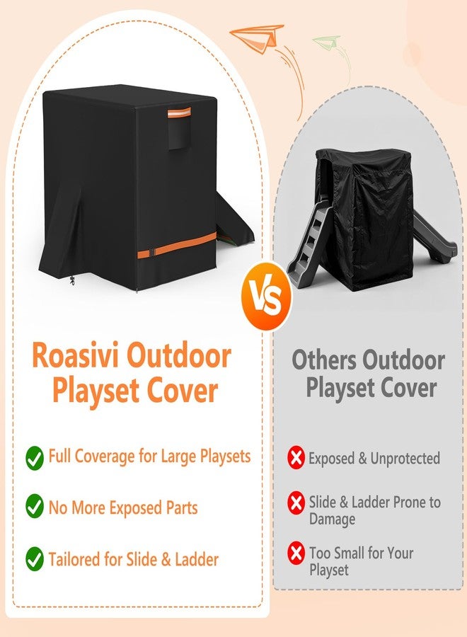 غطاء ملعب Roasivi شديد التحمل ومقاوم للماء لمجموعة ألعاب Woodland Climber II المزودة بزحليقة وجدار تسلق، يوفر حماية من جميع الأحوال الجوية لمجموعة الألعاب الخارجية، غطاء ملعب خارجي أسود اللون، أبعاده 47 بوصة عمق × 77 بوصة عرض × 54 بوصة ارتفاع - Image 3