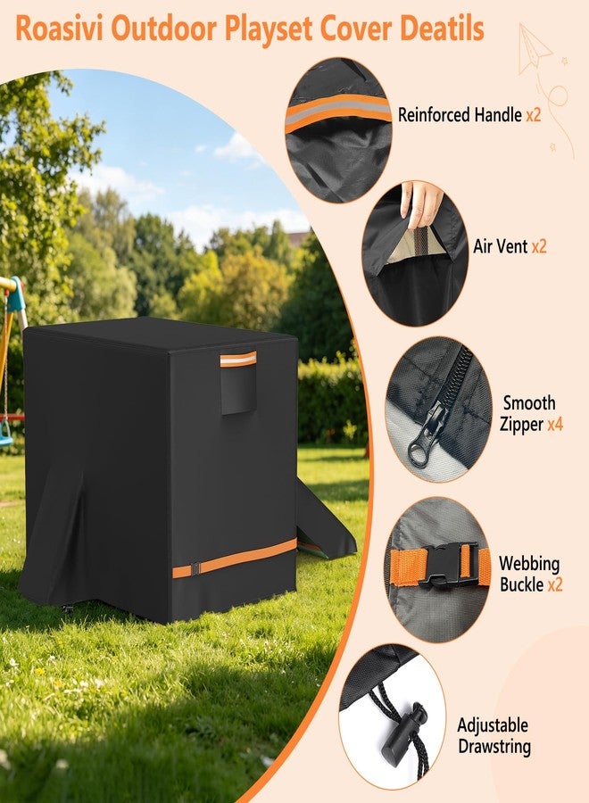 غطاء ملعب Roasivi شديد التحمل ومقاوم للماء لمجموعة ألعاب Woodland Climber II المزودة بزحليقة وجدار تسلق، يوفر حماية من جميع الأحوال الجوية لمجموعة الألعاب الخارجية، غطاء ملعب خارجي أسود اللون، أبعاده 47 بوصة عمق × 77 بوصة عرض × 54 بوصة ارتفاع - Image 4