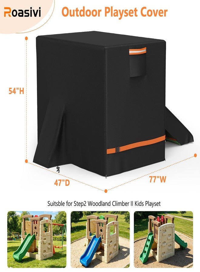 غطاء ملعب Roasivi شديد التحمل ومقاوم للماء لمجموعة ألعاب Woodland Climber II المزودة بزحليقة وجدار تسلق، يوفر حماية من جميع الأحوال الجوية لمجموعة الألعاب الخارجية، غطاء ملعب خارجي أسود اللون، أبعاده 47 بوصة عمق × 77 بوصة عرض × 54 بوصة ارتفاع - Image 2