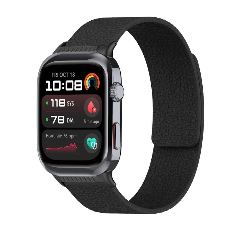 erorex For Huawei Watch D2 Lychee Texture Soft Magnetic Silicone Watch Band(Black) - Image 1