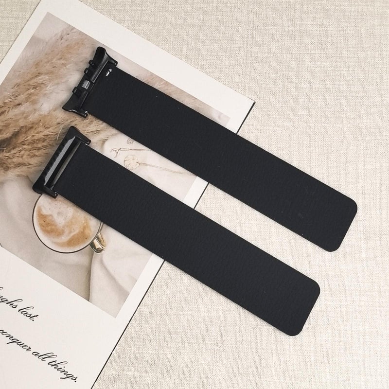 erorex For Huawei Watch D2 Lychee Texture Soft Magnetic Silicone Watch Band(Black) - Image 2