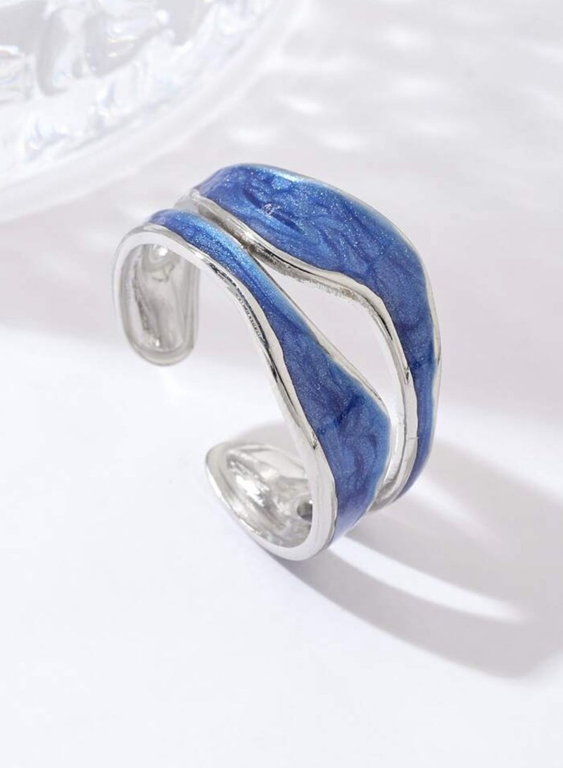 نونز أب خاتم نسائي أنيق من الاستانلس ستيل باللون الفضي بمقاس موحد - Image 1