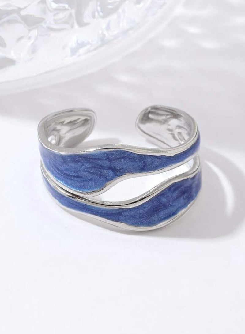 نونز أب خاتم نسائي أنيق من الاستانلس ستيل باللون الفضي بمقاس موحد - Image 2