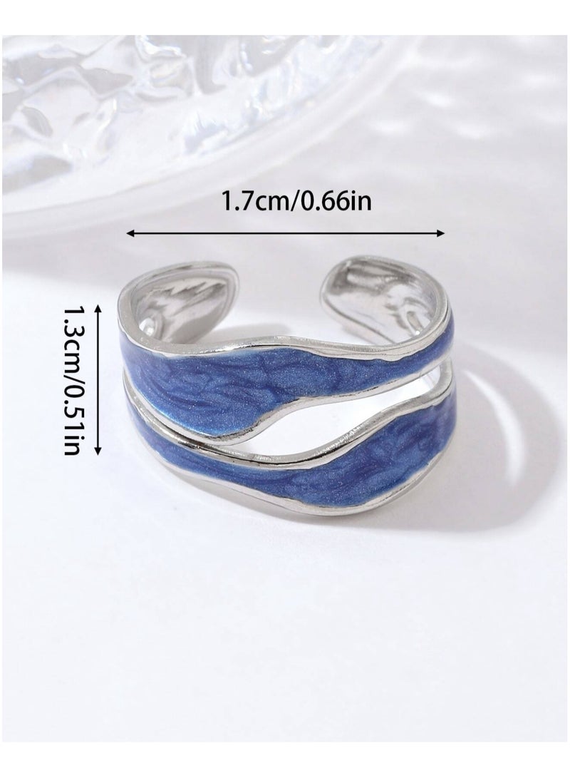 نونز أب خاتم نسائي أنيق من الاستانلس ستيل باللون الفضي بمقاس موحد - Image 4