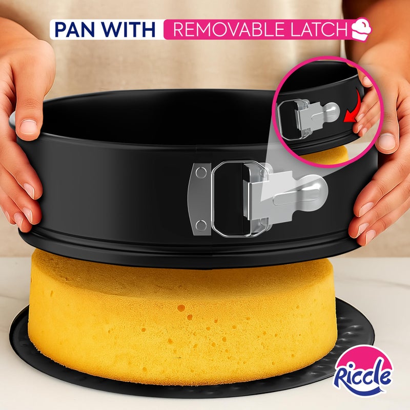 Riccle 148PCs Cake Pan Set for Baking, 3 Non-Stick Springform Pan Set (4, 7, 9 Inches), Cake Decorating Kit, Piping Bags and Tips Set, Cake Leveler, Multi-functional Leak-Proof CheeseCake Pan - Image 5