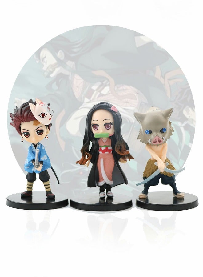 GROIC 6Pcs Demon Slayer Mini Figures Set Cake Topper for Children's Birthday Cake Theme Party Supplies Home Office Collectible Decoration  3inch - Image 3